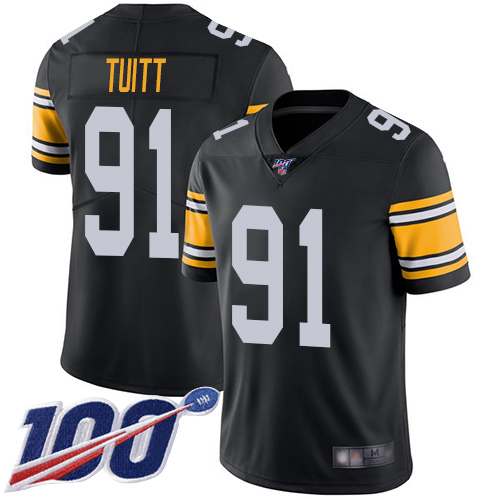 Men Pittsburgh Steelers Football #91 Limited Black Stephon Tuitt Alternate 100th Season Vapor Untouchable Nike NFL Jersey